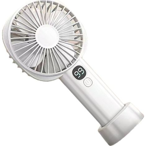 Ventilateur portable, rechargeable par USB, fonctionne sur piles, 5 vitesses, petit et silencieux, avec indicateur de batterie, blanc (1/5)