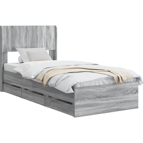Bed Frame with Storage and Headboard Grey Sonoma 75 x 190 cm vidaXL (1/5)