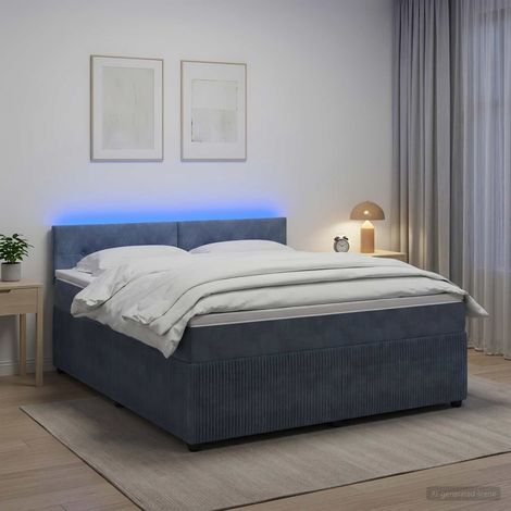 Cama box spring con colchón Gris oscuro 140 x 190 cm Terciopelo (1/5)
