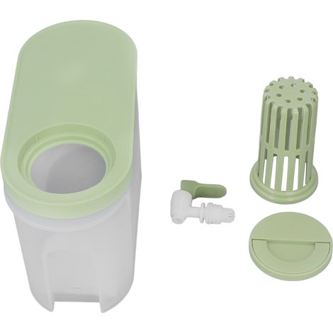 Distributeur de boissons 3,9L avec robinet, grande capacité, double filtration, économe en espace, couvercle inclus, pour cuisine, maison, fête, bar, vert. (1/5)