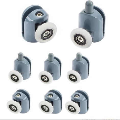 8 Pièces Poulie de Porte Douche,Roulette Porte Coulissante Douche,25mm Galets de Porte de Douche Antirouille roulettes Cabine de Douche Robuste Durable pour Cabine Salle de Bains Porte en Verre (1/5)