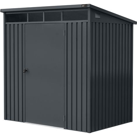 Abri de jardin métal 132 x 192 x 201 cm – Acier galvanisé résistant aux intempéries – Toit incliné avec protection UV – Gouttière intégrée – AXI