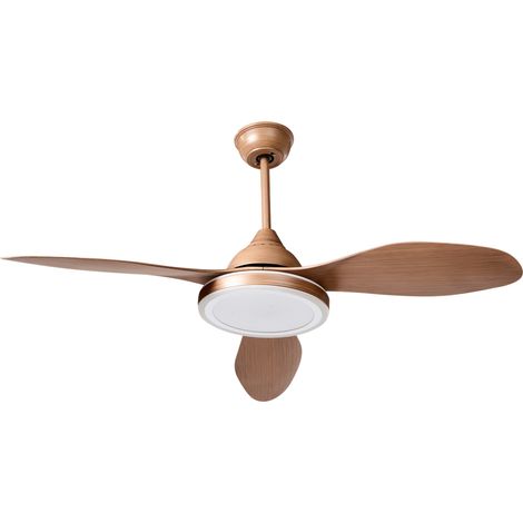 Ventilador de techo de metal marrón 50 cm sintético 3 palas mando Muddy