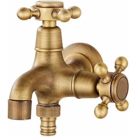 Robinet antique, style européen à double usage, adapté aux conduites d'eau de jardin, tout en cuivre (1/3)
