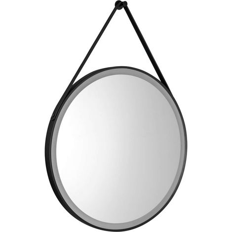 Aqualine - Miroir avec éclairage LED, diamètre 60 cm, capteur tactile, noir mat SG060