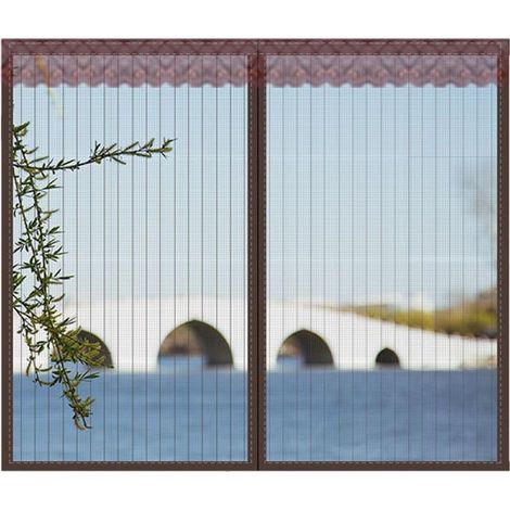 Moustiquaire fenetre magnetique, aimants puissants, Automatique de Haut en Bas 80x120cm Marron (1/5)