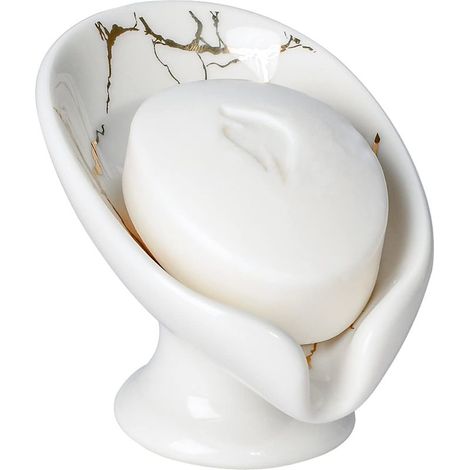 Porte-savon, porte-savon, porte-savon en forme de feuille à drainage automatique, égouttoir en céramique (1/5)