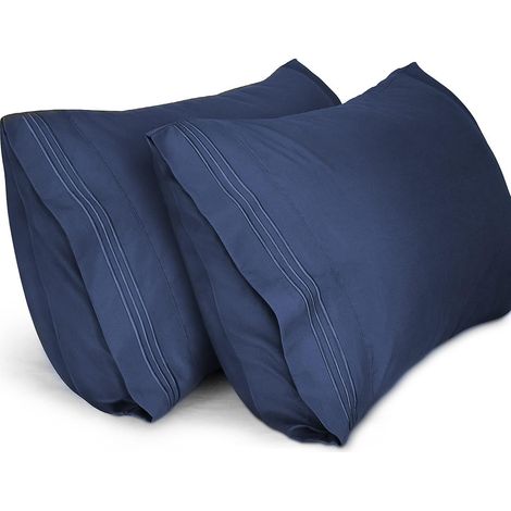 Taies d'oreiller (lot de 2) roi, brodées, en microfibre brossée douce, lavables en machine, infroissables et respirantes