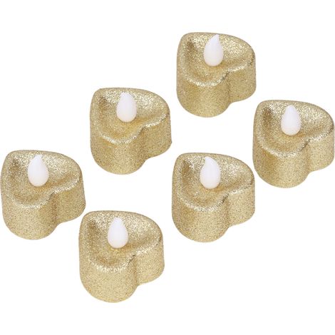 Lot de 6 bougies LED en forme de cœur, design écologique et finitions soignées. (1/5)