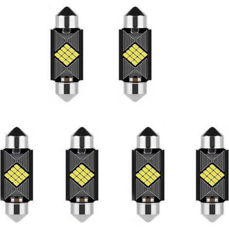 6pcs Feston 41mm C5W C10W LED Dôme de Voiture Ampoule Compatible for CANBUS Aucune Erreur Auto Intérieur Lampe de Lecture Blanc Feux de signalisation (1/5)