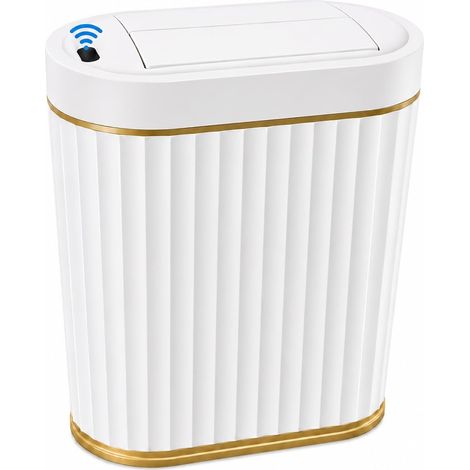 Poubelle Salle de Bain 7L à Capteur, Automatique, Étroite, Blanche (1/5)