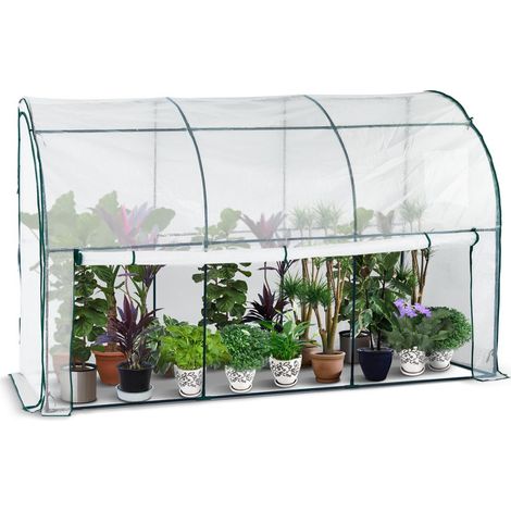Serre de Jardin en Toutes Saisons d'hivernage Murale Adossée pour Légumes Plantes Fleurs Adossée avec Bâche PE 135g/m2 a Tomate pour Balcon Terrase Jardin 300x100x180cm Blanc (1/5)
