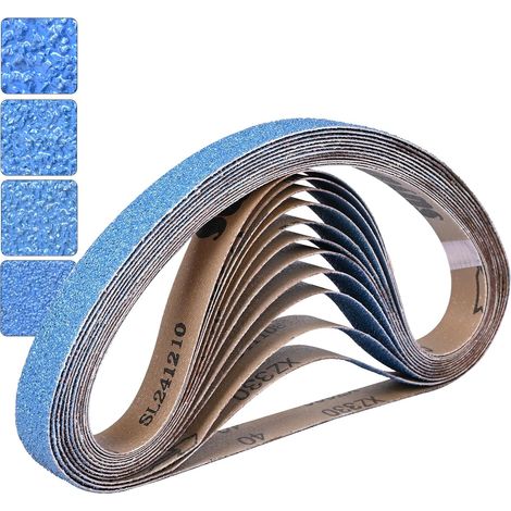 Bandas de lijado de corindón de circonio de 25 x 762 mm, 12 unidades, grano 40/60/80/120, para lijar juntas metálicas y eliminar óxido. (1/5)