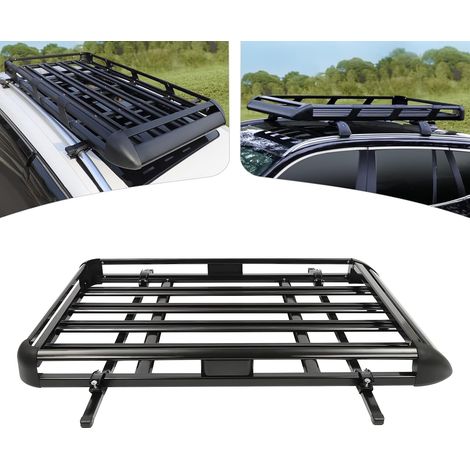Porte - bagages de toit de 140 cm, porte - bagages de toit universel en aluminium, réglable en largeur, peut supporter jusqu'à 150 kg, noir (1/5)