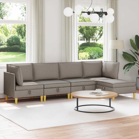 vidaXL Modular Sofa Set mit Stauraum 5 pcs Taupe Stoff (1/5)