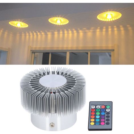 Plafonnier LED 3W en forme de soleil avec télécommande RGB et cadre en aluminium, lumière diffuse, lampe tournesol pour bars, couloirs et entrées. (1/5)