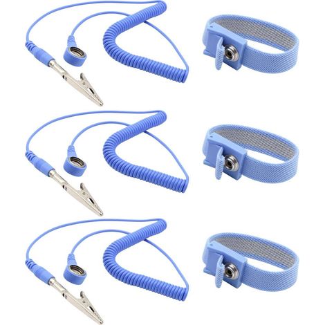 Quadrios Cinturino da polso ESD Blu Connettore a pressione 10 mm