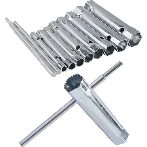 Cle A Bougie Tondeuse a Gazon,Jeu de Clé à Pipe Cle Robinet avec Tommy Bar,6-22mm Métrique Ensemble Tube Barre Clé à Bougie en Acier à,Convient pour Travaux Mécaniques