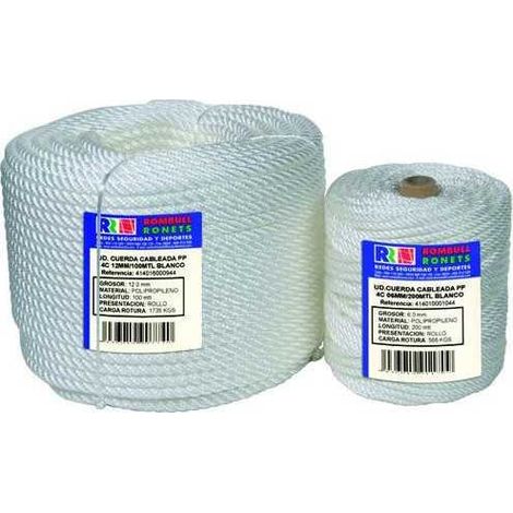Cuerda cabledad ROMBULL PP 4 cabos 12 mm. Blanco 100 m.