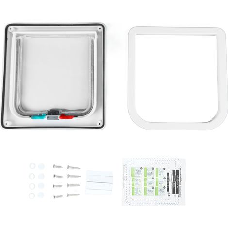 Volet de porte pour chat, verrouillable, silencieux, pour intérieur et extérieur, adapté aux chatons, à installer sur fenêtre ou mur, couleur blanc (1/5)