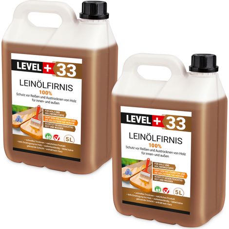 LEVEL+ Leinöl Firnis Holzschutz Lackfirnis Holzpflege Harzfrei L+33 - 10L