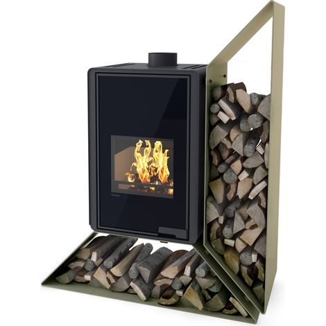 Pôele à bois KAMPA DELUXE droite - gauche - plusieurs couleurs - Couleur: Olive - Côté: Droit (1/4)