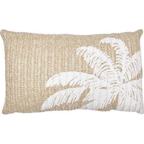 Coussin Déco "Palmier" 30x50cm Naturel & Blanc