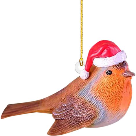 Ornement Animal Noel - Chapeau Pere Noel Acrylique - Decoration Arbre Noel Interieur Jardin - Lot de 1 (1/4)