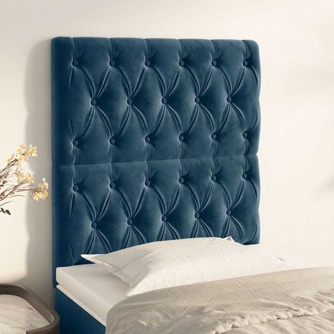 vidaXL Cabecero de cama azul oscuro 80x7x118/128 cm Terciopelo (1/5)