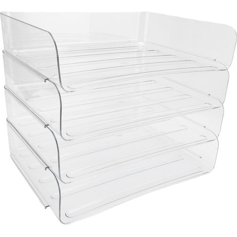 Ensemble de plateaux à lettres de bureau en acrylique transparent, porte-fichiers de bureau en papier empilable à 4 niveaux pour la maison, les bibliothèques, les salles de classe et les bureaux (1/5)