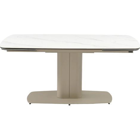 Table à manger extensible 6 à 10 personnes en céramique et métal - Effet marbre blanc et taupe - CARIOULA (1/5)