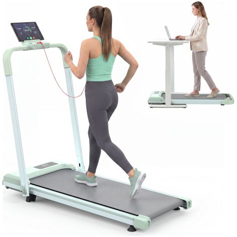 Cintas de correr para escritorio de oficina en casa, cintas de correr compactas de escritorio con inclinación, cintas de correr portátiles, cintas de correr 2 en 1 para caminar, correr y trotar, con u (1/5)