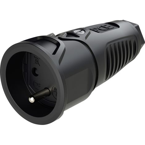 PC Electric 2410-ssc Schutzkontaktkupplung Gummi  250 V Schwarz IP20