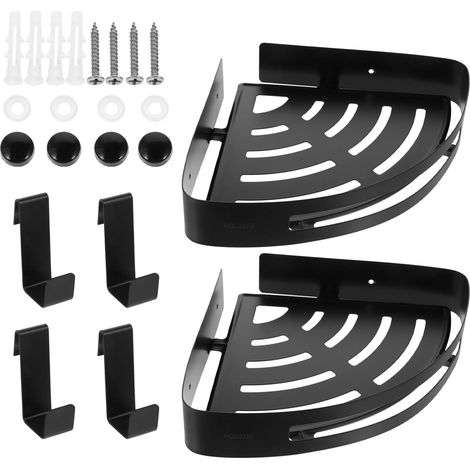 Étagère d'angle murale noire pour ranger le gel douche (1/5)