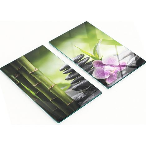Juego de dos tablas de cocina decorativas de cristal Zen Orchid de 2x30x52 cm. (1/5)