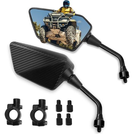 Specchietti laterali per biciclette, motociclette, ATV, scooter, cruiser, viti da 8 mm e 10 mm, clip di montaggio per manubrio da 7/8 di pollice, modelli Suzuki (1/5)