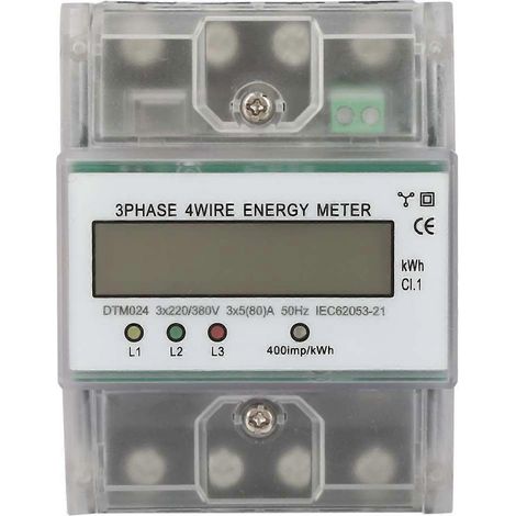 Compteur numérique de consommation d'énergie (220/380 V, 5–80 A), triphasé, tétraphasé, compteur kWh avec écran LCD