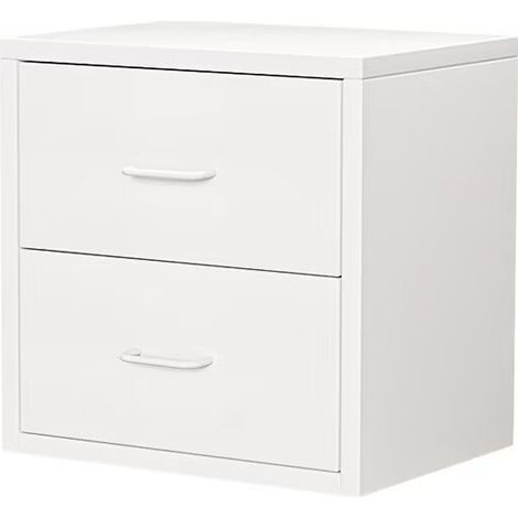 Table de Nuit, avec 2 Tiroir, Poignée, Table d’Appoint, pour Chambre, Salon,Blanc (1/2)