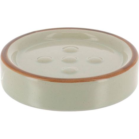 Jabonera redonda en gres - verde salvia - Tendance (1/2)