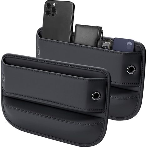 Universeller Auto-Sitzorganizer aus hochwertigem Leder, Accessoires für Damen und Herren, unverzichtbar für SUVs und LKWs (schwarz, 2er-Pack)