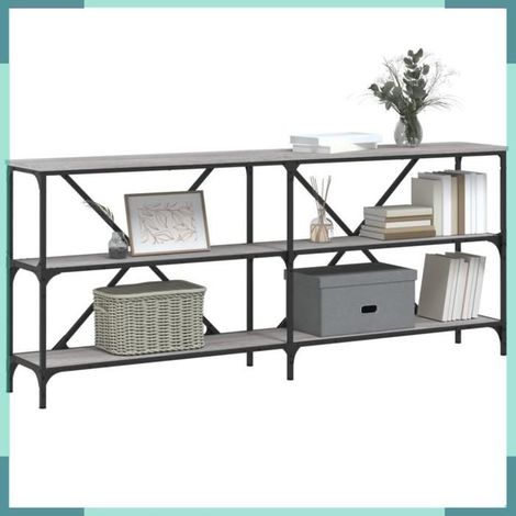 832856 Table console sonoma gris 180x30x75 cm bois d'ingénierie et fer (1/5)