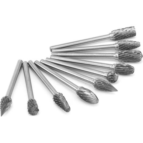 10 Stück Rotationsfeilen-Fräsköpfe aus Hartmetall, 3 mm, für Holzbearbeitung, Reiben, Schnitzen und Fräsen (1/5)