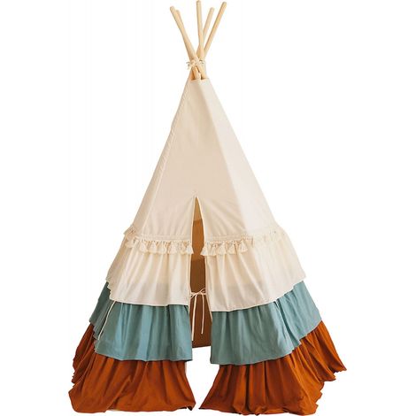 Tente tipi enfant circus time - Beige, bleu, brun (1/5)
