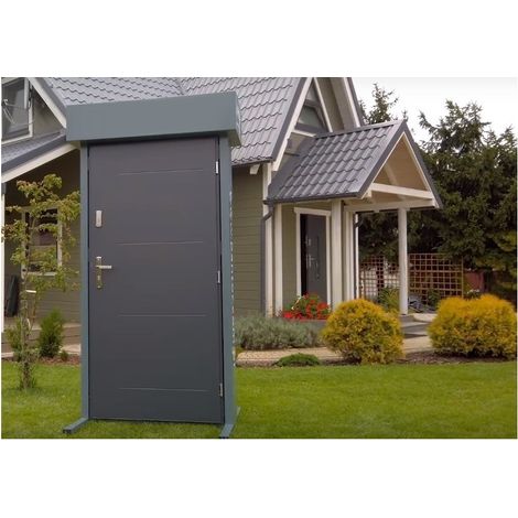 Porte d'entrée TANGO Anthracite en acier inoxydable en 80 ou 90 cm - Poignée et serrure : Sans - Poussant: Gauche - Dimensions: 80 cm