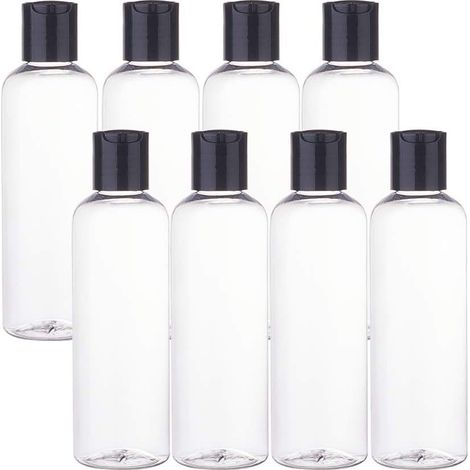 Lot de 8 lot 100ml flacon voyage plastique transparents vide avec noirer bouchon disque vol aérien flacons (1/5)