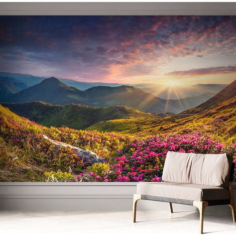Fotomurale adesivo stickers - per camera da letto - per corridoio - decorazione casa moderna Panorama di montagna 312x219 cm (1/5)