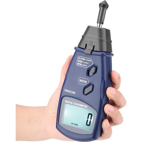 Tachomètre Numérique Laser/Contact SM6236E 5 Chiffres 18 mm LCD pour Mesure de Rotation