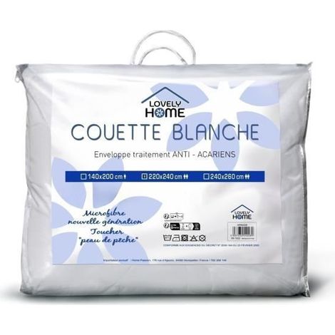 Couette 240 x 260 cm - LOVELY HOME - Leicht - 280 g/m² - Anti-Milben - 2 Personen - Weiß (1/4)