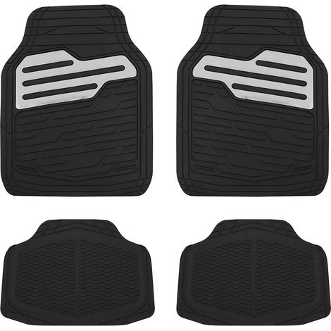 Tapis de voiture en caouthcouc, set universel - Noir / Gris carbone
