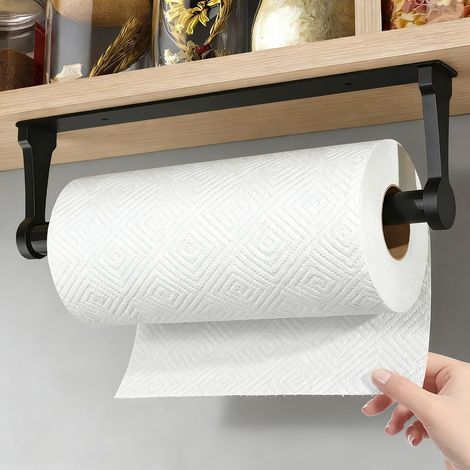 Porte Essuie Tout Auto-adhésif, Supports pour Papier Essuie-Tout Mural, Porte Sopalin Aluminium Porte Rouleau Papier Cuisine Noir (1/5)